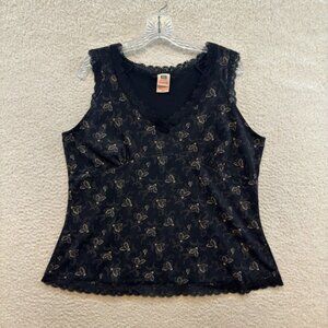 Y2K Vintage Plus Size Top 16W Black Floral Peasant Milkmaid Boho Fairy Grunge